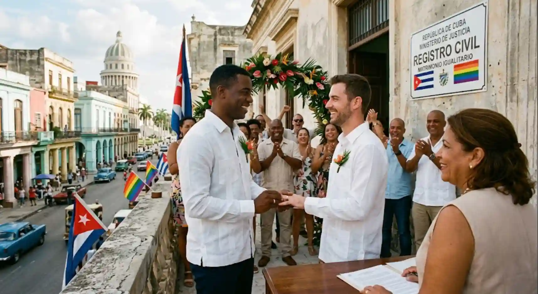 Pareja LGBT celebrando matrimonio igualitario en Cuba, guía 7 pasos, La Habana 2026