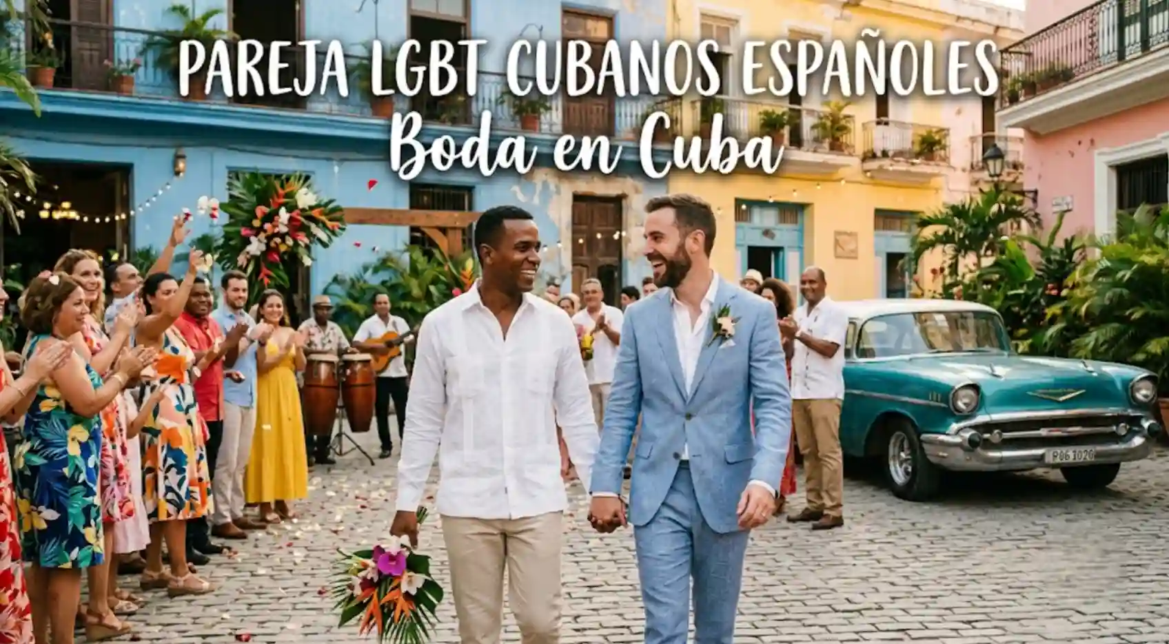 Pareja LGBT española y cubana, boda civil en Cuba, Palacio de los Matrimonios del Vedado, 2026